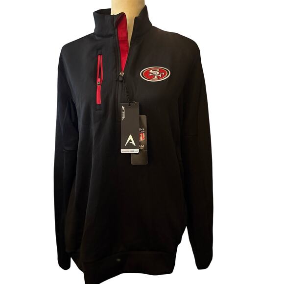 NFL Team Apparel Antigua San Francisco 49ers Quarter Zip Jacket, Medium, NWT - Picture 2 of 8